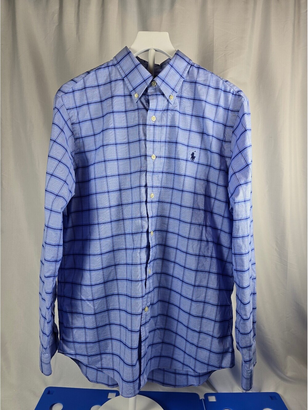 Ralph Lauren Classic Fit Performance Men's Button-Down Shirt Large Blue Plaid
